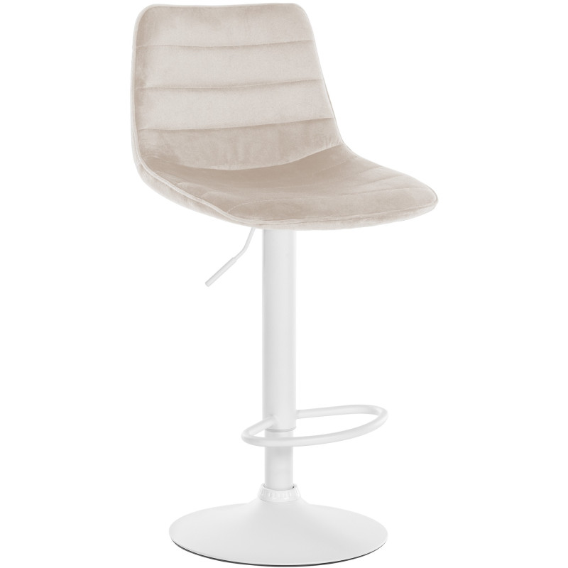 Tabouret de bar Lex velours blanc crème