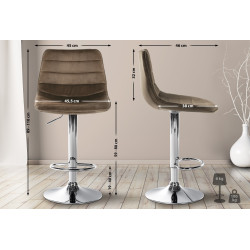 Tabouret de bar Lex velours chrome marron