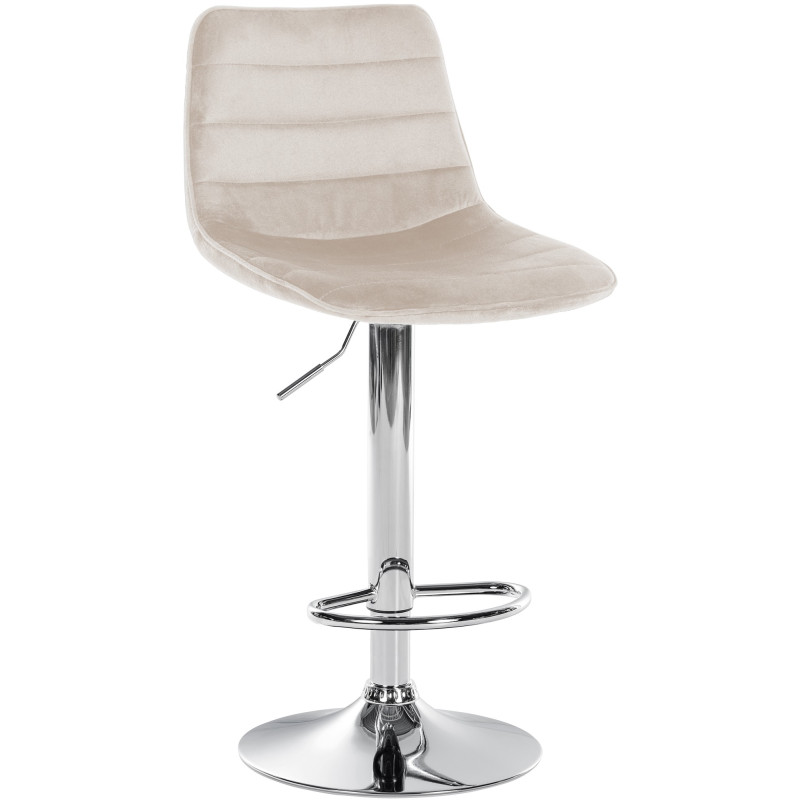 Tabouret de bar Lex velours chrome crème