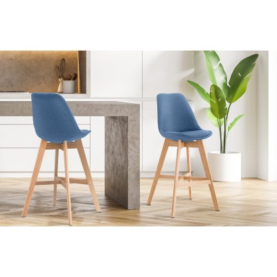 Lot de 2 tabourets de bar Cannes tissu naturel