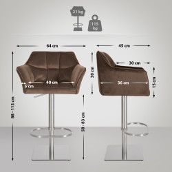 Tabouret de bar Damaso E velours marron