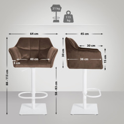 Tabouret de bar Damaso W velours marron