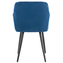 Chaise de salle à manger Shila, velours, bleue