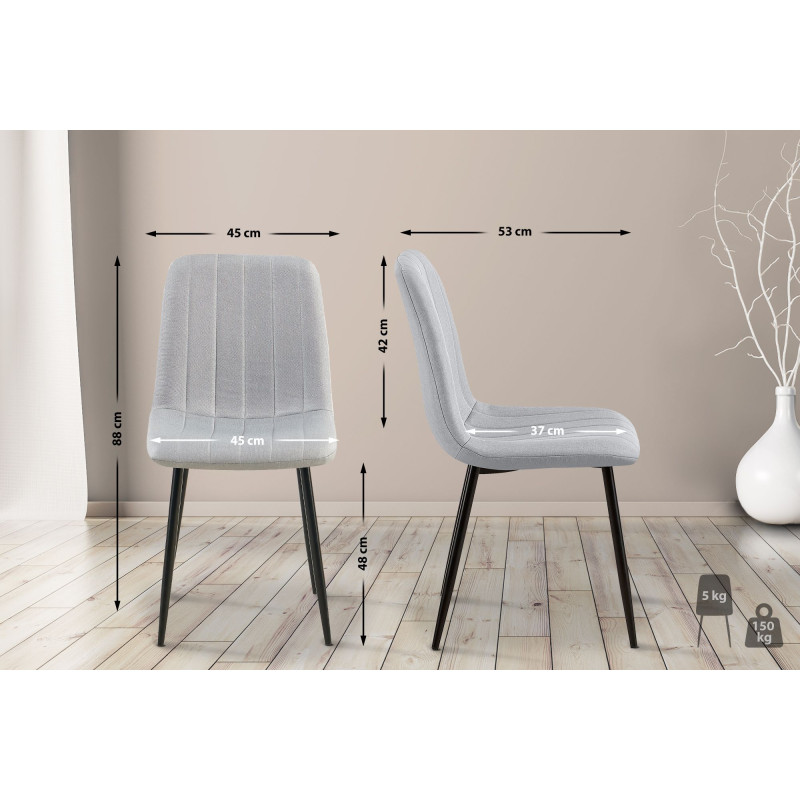 Chaise Dijon, tissu gris