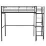 Lit mezzanine avec bureau en métal époxy - Noir - Sommier inclus - 140x190 cm - OXFORD