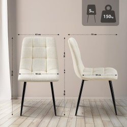 Chaise de salle à manger Tilde en tissu crème