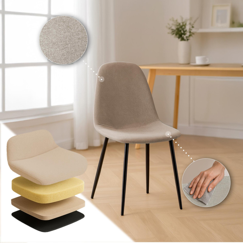 Chaise de salle à manger Napier, tissu crème