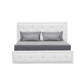 VIRGINIA Lit coffre adulte capitonné avec strass 160x200 cm - Simili blanc - Sommier inclus