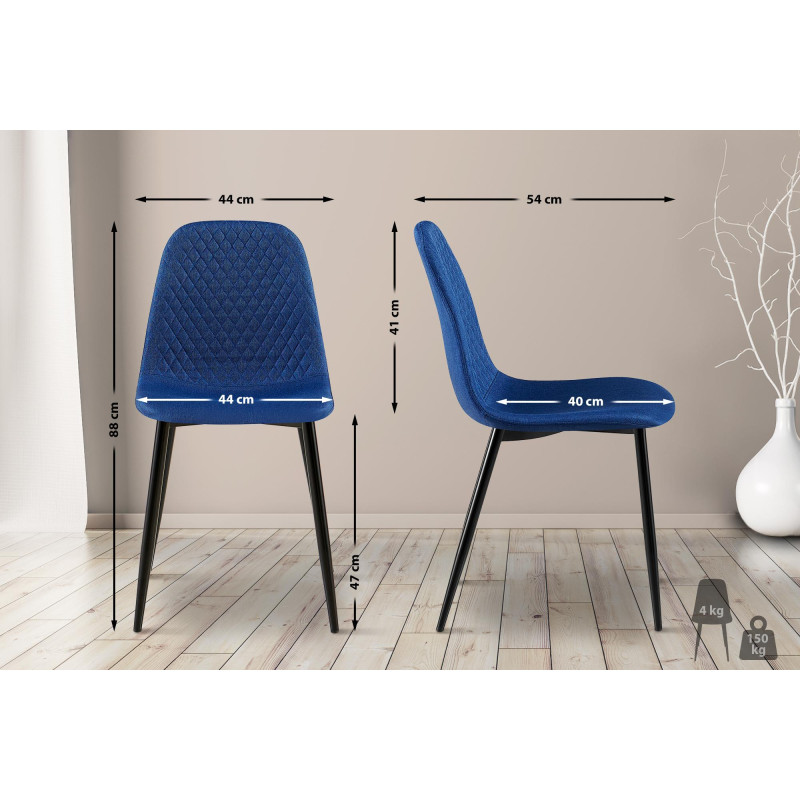 Chaise Giverny, tissu bleu