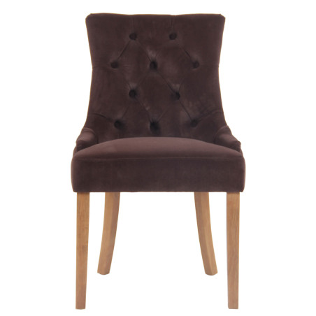 Ensemble de 4 chaises de salle à manger Aberdeen en velours marron clair antique