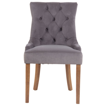 Ensemble de 4 chaises de salle à manger Aberdeen en velours gris clair antique