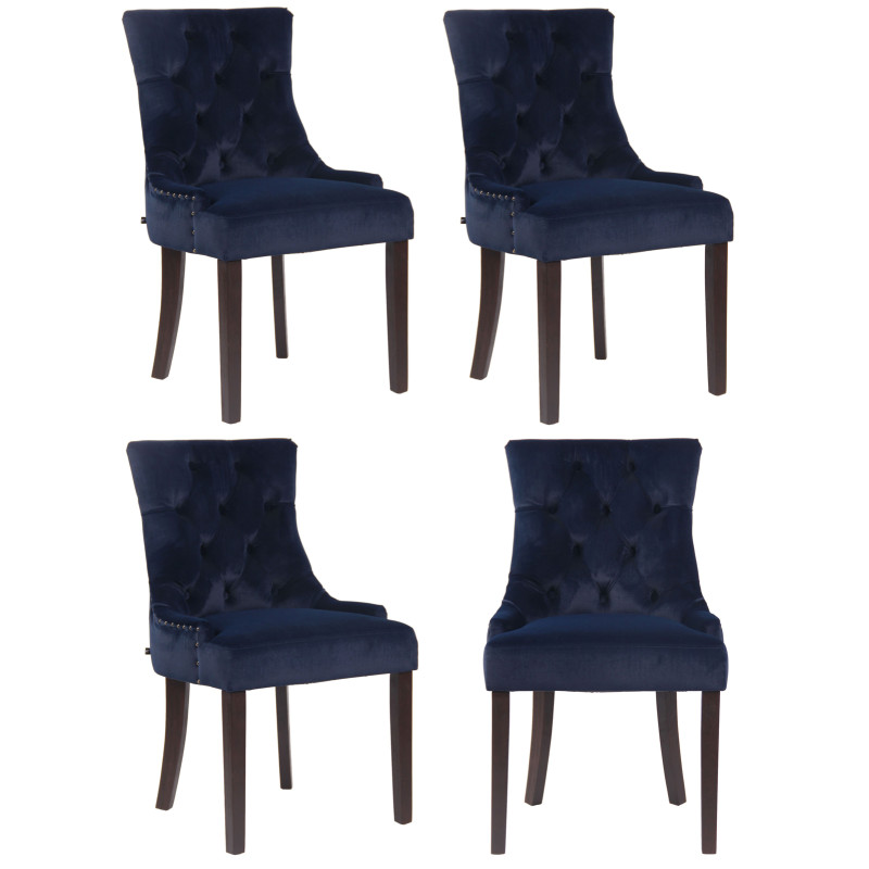 Ensemble de 4 chaises de salle à manger Aberdeen en velours bleu antique
