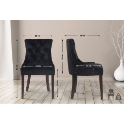 Ensemble de 4 chaises de salle à manger Aberdeen en velours noir antique