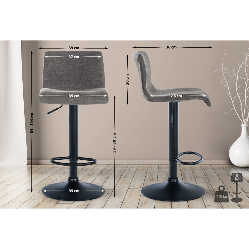 Tabouret de bar Branford en tissu gris clair
