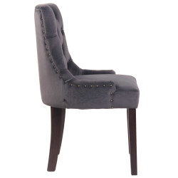 Ensemble de 4 chaises de salle à manger Aberdeen en velours gris foncé antique