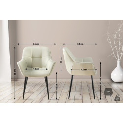 Chaise de salle à manger Roseville, tissu crème