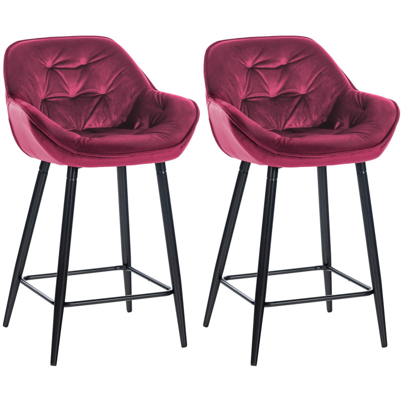Lot de 2 tabourets de bar Gibson 76 en velours violet