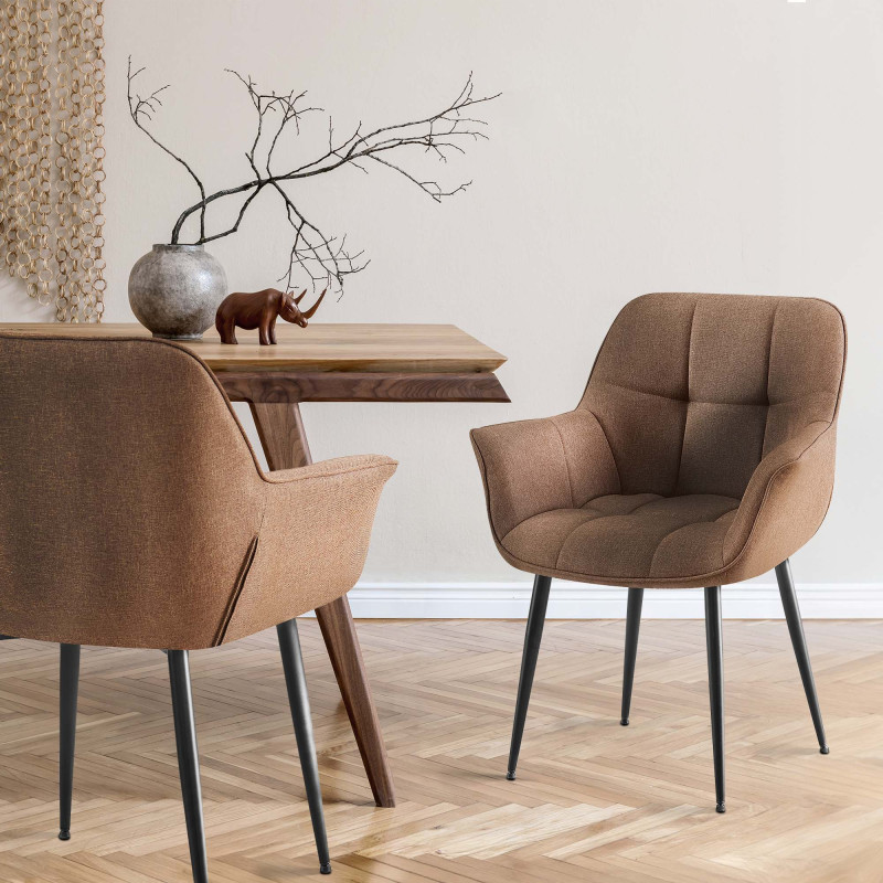 Chaise de salle à manger Roseville, tissu taupe