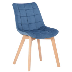 Chaise de salle à manger Passaic en velours bleu