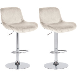 Lot de 2 tabourets de bar Solon chrome velours crème