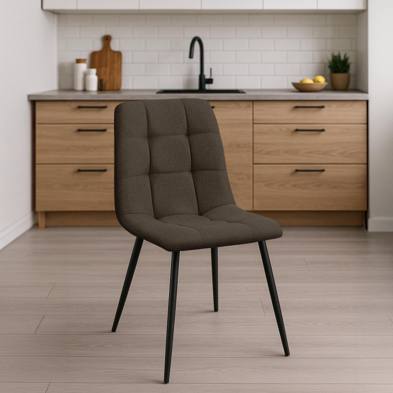 Ensemble de 2 chaises de salle à manger Tilde, tissu marron