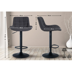 Lot de 2 tabourets de bar Tover tissu noir