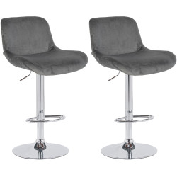 Lot de 2 tabourets de bar Solon chrome velours gris foncé
