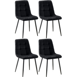 Ensemble de 4 chaises de salle à manger Tilde en velours noir