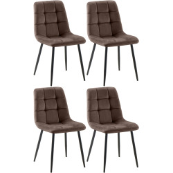 Ensemble de 4 chaises de salle à manger Tilde en velours marron