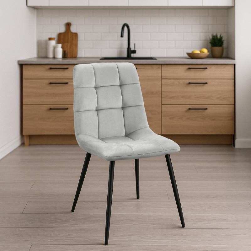 Ensemble de 4 chaises de salle à manger Tilde en velours gris