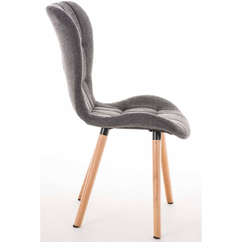 Ensemble de 4 chaises Elda, tissu gris clair naturel