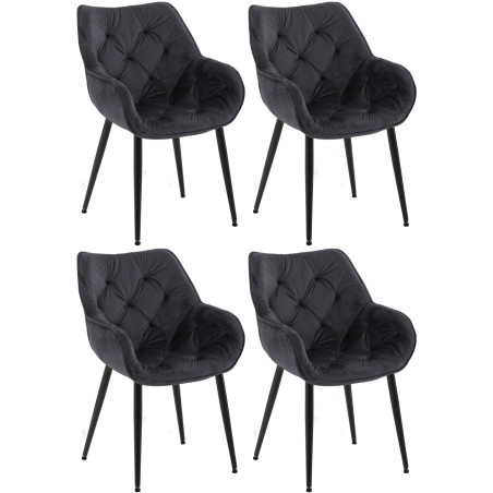 Ensemble de 4 chaises Tanna en velours noir