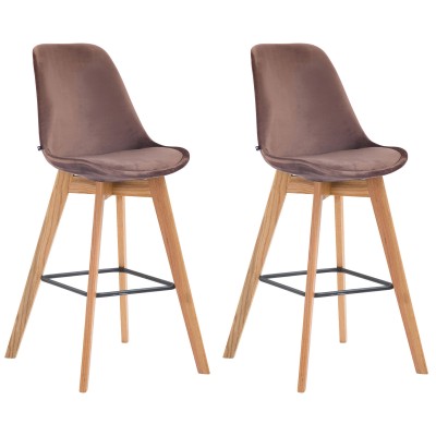 Lot de 2 tabourets de bar Metz velours naturel