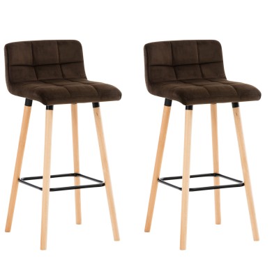 Lot de 2 tabourets de bar Lincoln velours