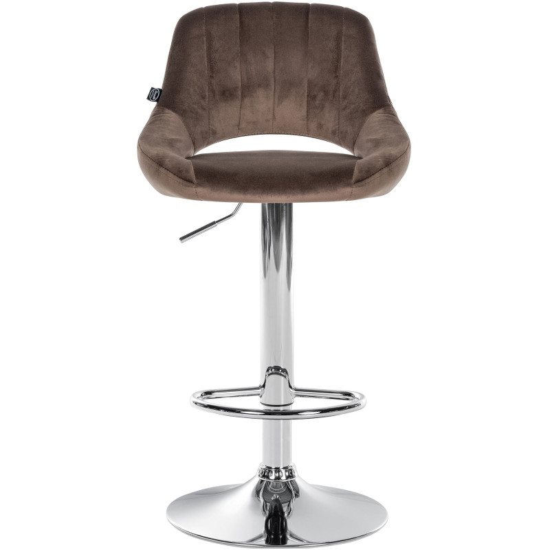 Tabouret de bar Milet velours chrome marron