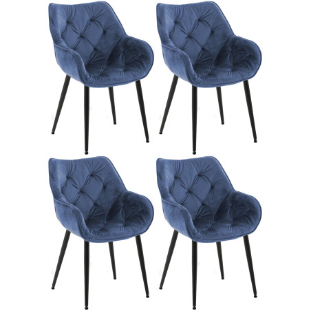 Ensemble de 4 chaises Tanna en velours bleu