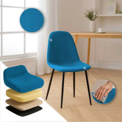 Ensemble de 4 chaises de salle à manger Napier en tissu bleu