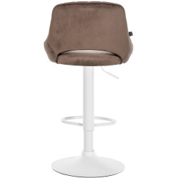 Tabouret de bar Milet velours blanc marron