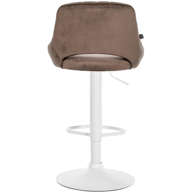 Tabouret de bar Milet velours blanc marron
