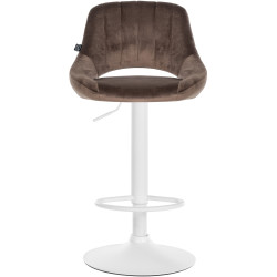 Tabouret de bar Milet velours blanc marron