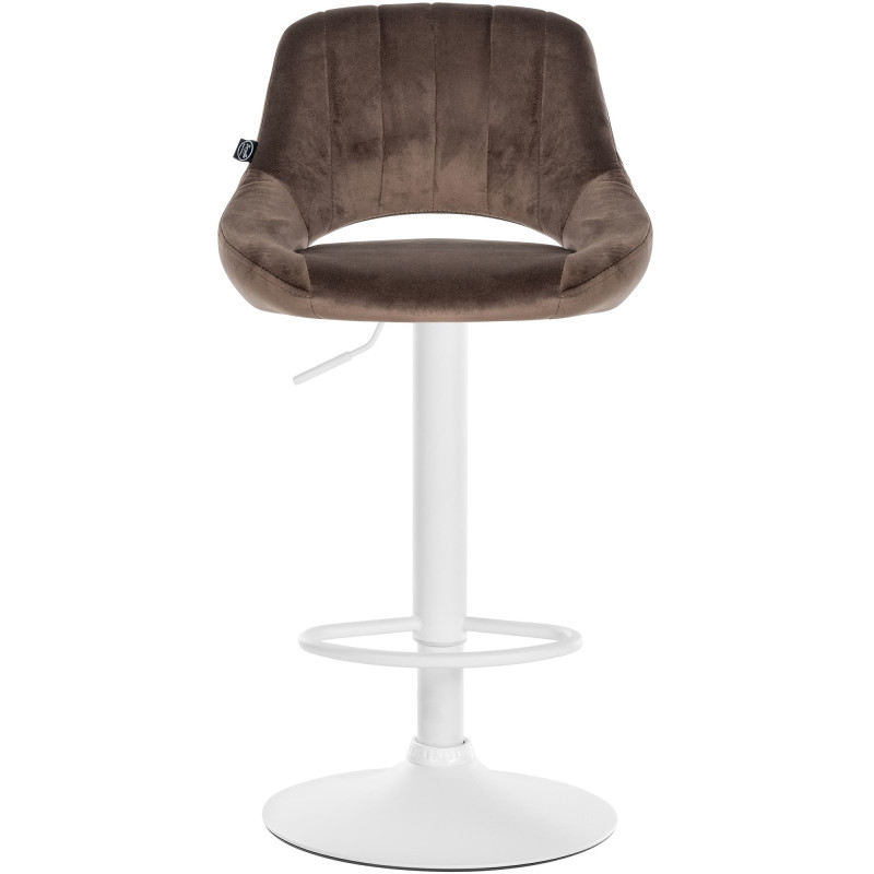 Tabouret de bar Milet velours blanc marron