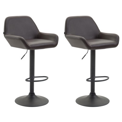 Lot de 2 tabourets de bar Braga simili cuir noir