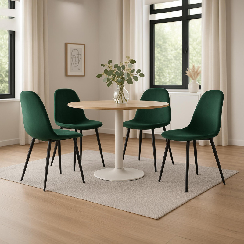 Ensemble de 4 chaises de salle à manger Napier en velours vert