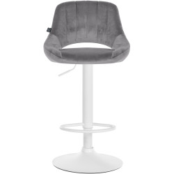 Tabouret de bar Milet velours blanc gris foncé