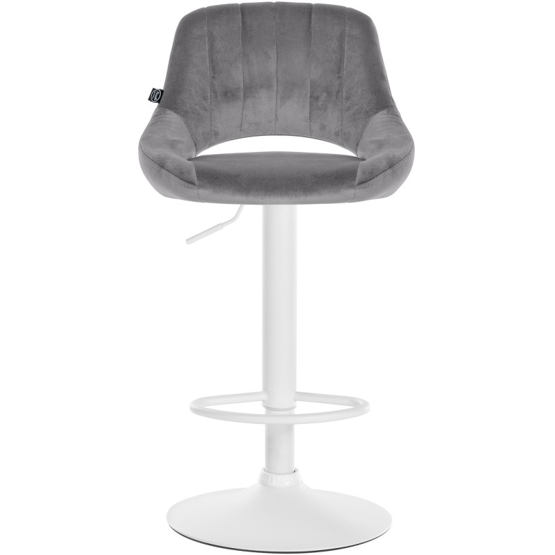 Tabouret de bar Milet velours blanc gris foncé