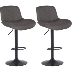 Lot de 2 tabourets de bar Solon tissu noir gris foncé