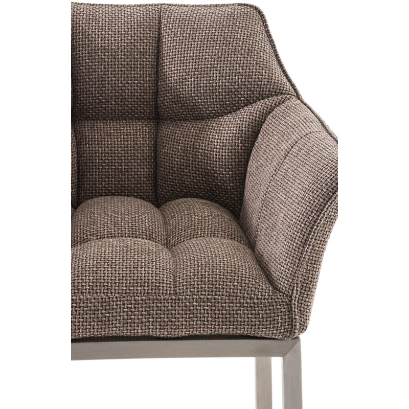 Tabouret de bar en tissu Damaso E avec structure à 4 pieds terre brune