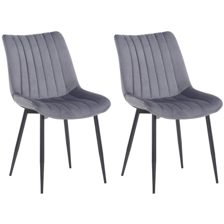 Ensemble de 2 chaises Rahden en velours gris
