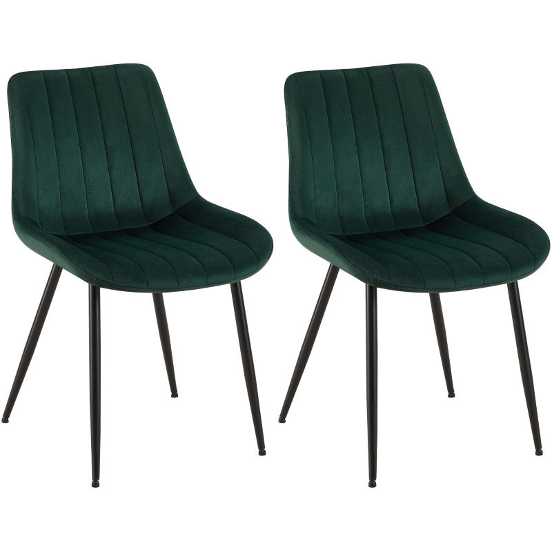 Ensemble de 2 chaises Rahden en velours vert