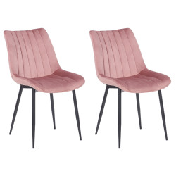 Ensemble de 2 chaises Rahden en velours rose